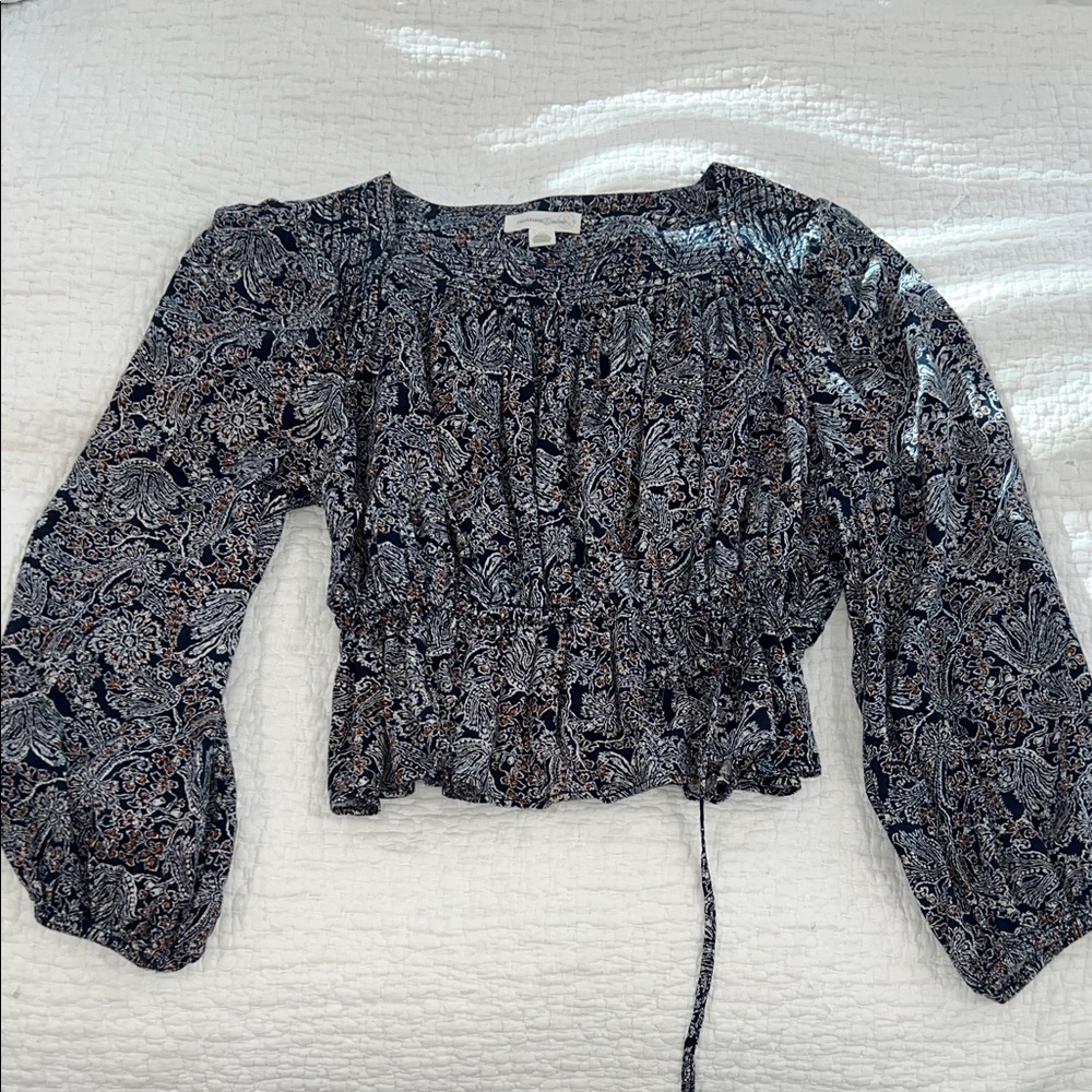 Treasure & Bond Blue and Black Paisley Blouse